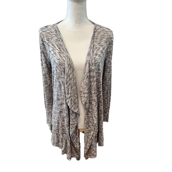 Knox Rose long open front asymmetrical cardigan sweater black white S - Picture 1 of 7